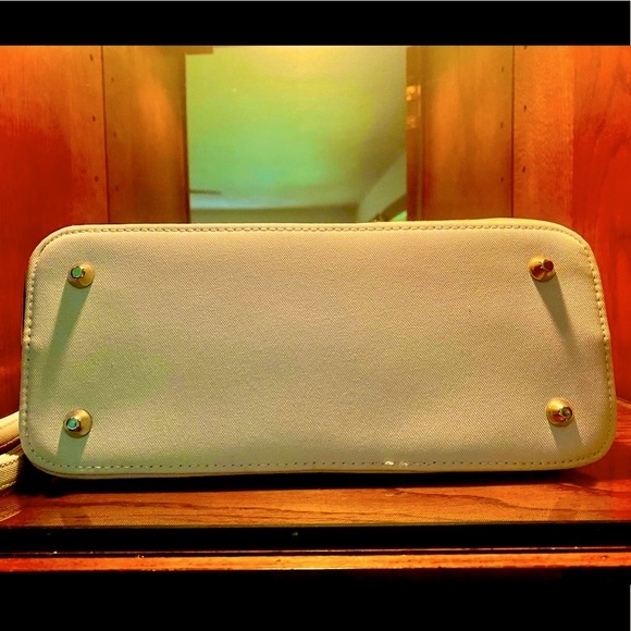 🌸CANVAS STRIPED BEADED HANDLE BOTTOM STUDS W/ CROSSBODY STRAP PURSE NWT🌿 - Picture 4 of 8